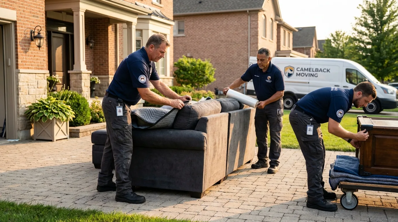 Large estate moving crew wrapping furniture in Pittsfield, MA